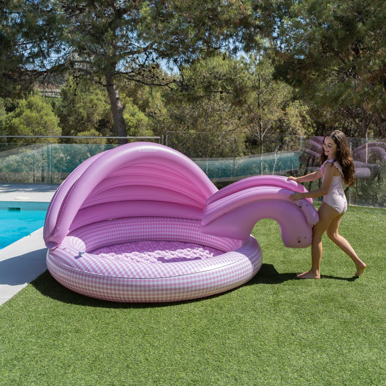 Piscina infantil con tobogán y aspersor – POOLIE