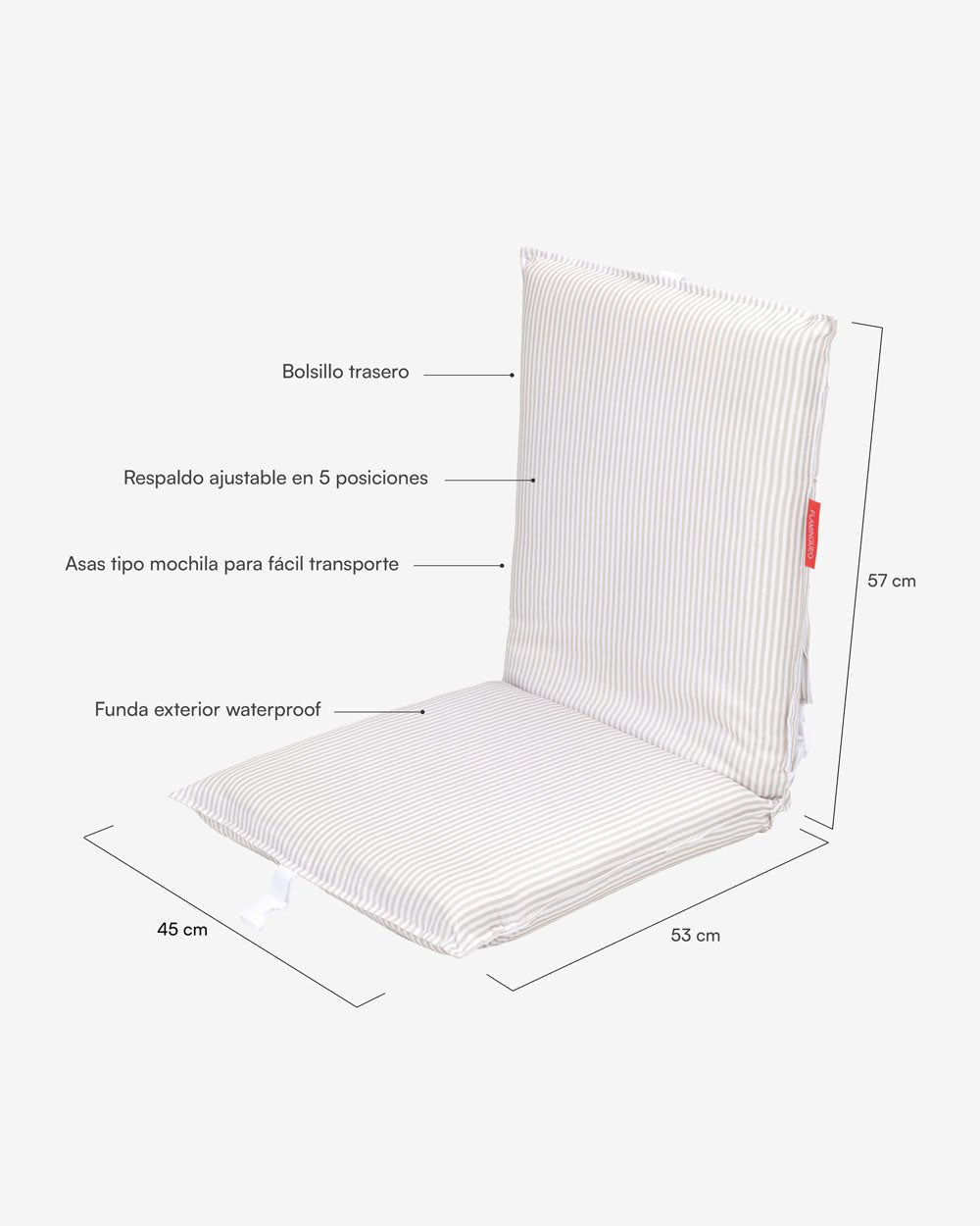 Asiento plegable playa beige - NELSON - Flamingueo