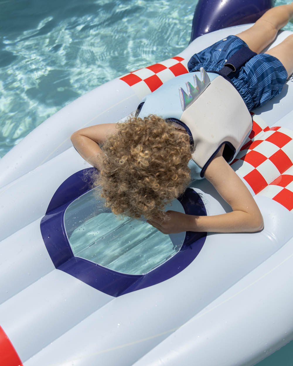 Flotador cohete espacial azul - ARES - Flamingueo