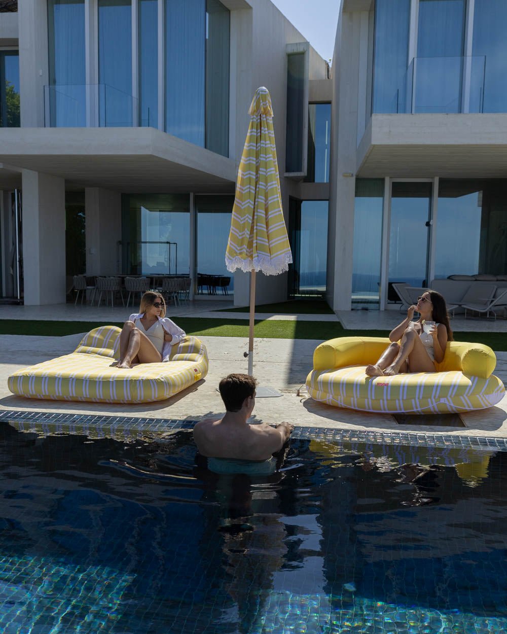 Flotador tumbona doble amarilla - MÓNACO - Flamingueo