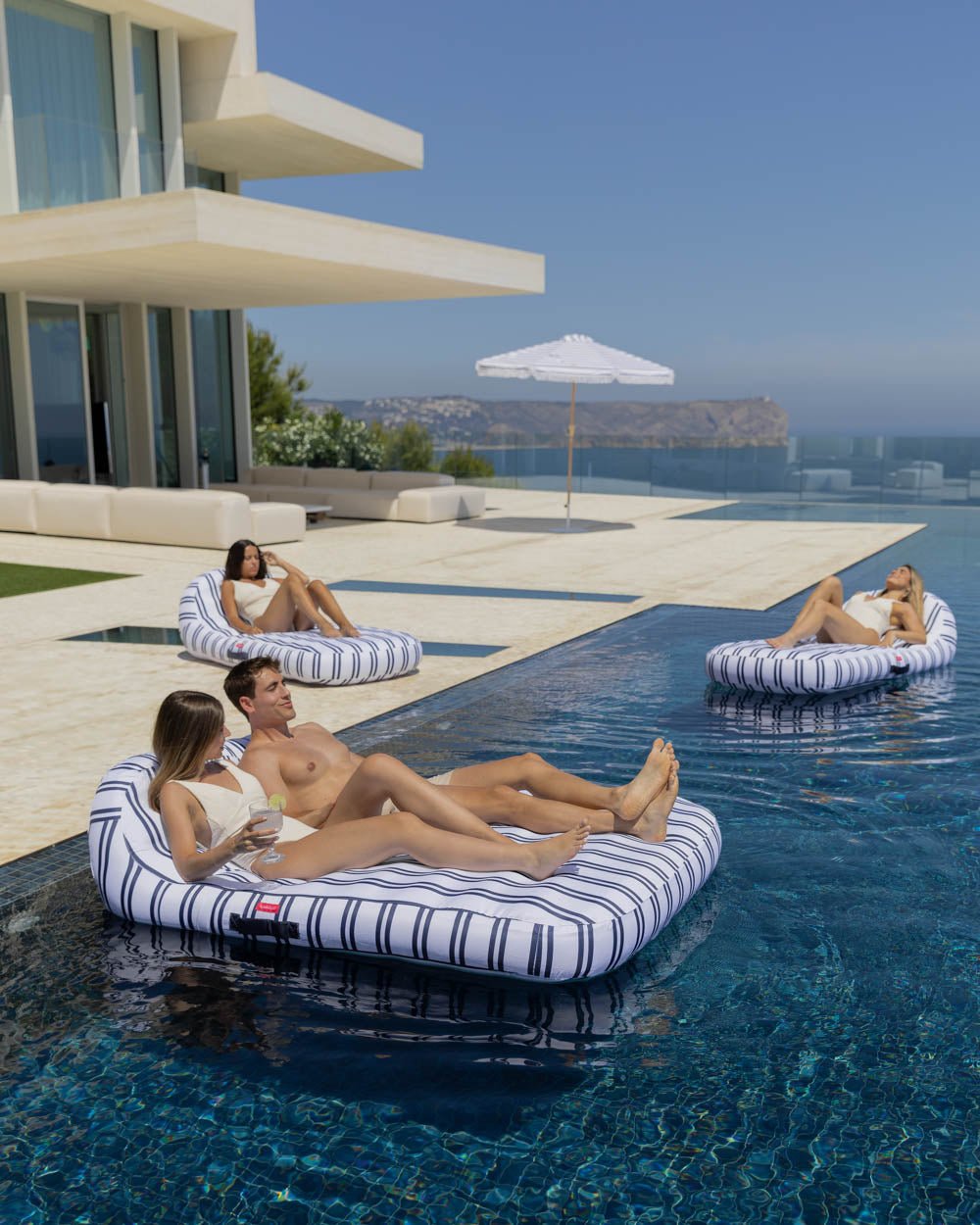 Flotador tumbona doble azul - MÓNACO - Flamingueo