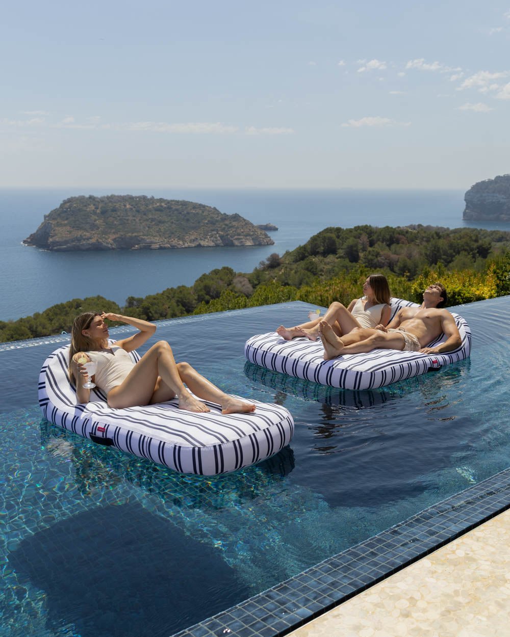 Flotador tumbona doble azul - MÓNACO - Flamingueo