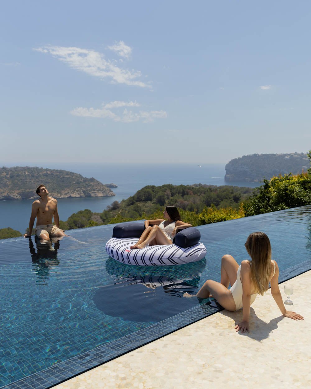 Flotador tumbona redonda azul - ATLANTA - Flamingueo