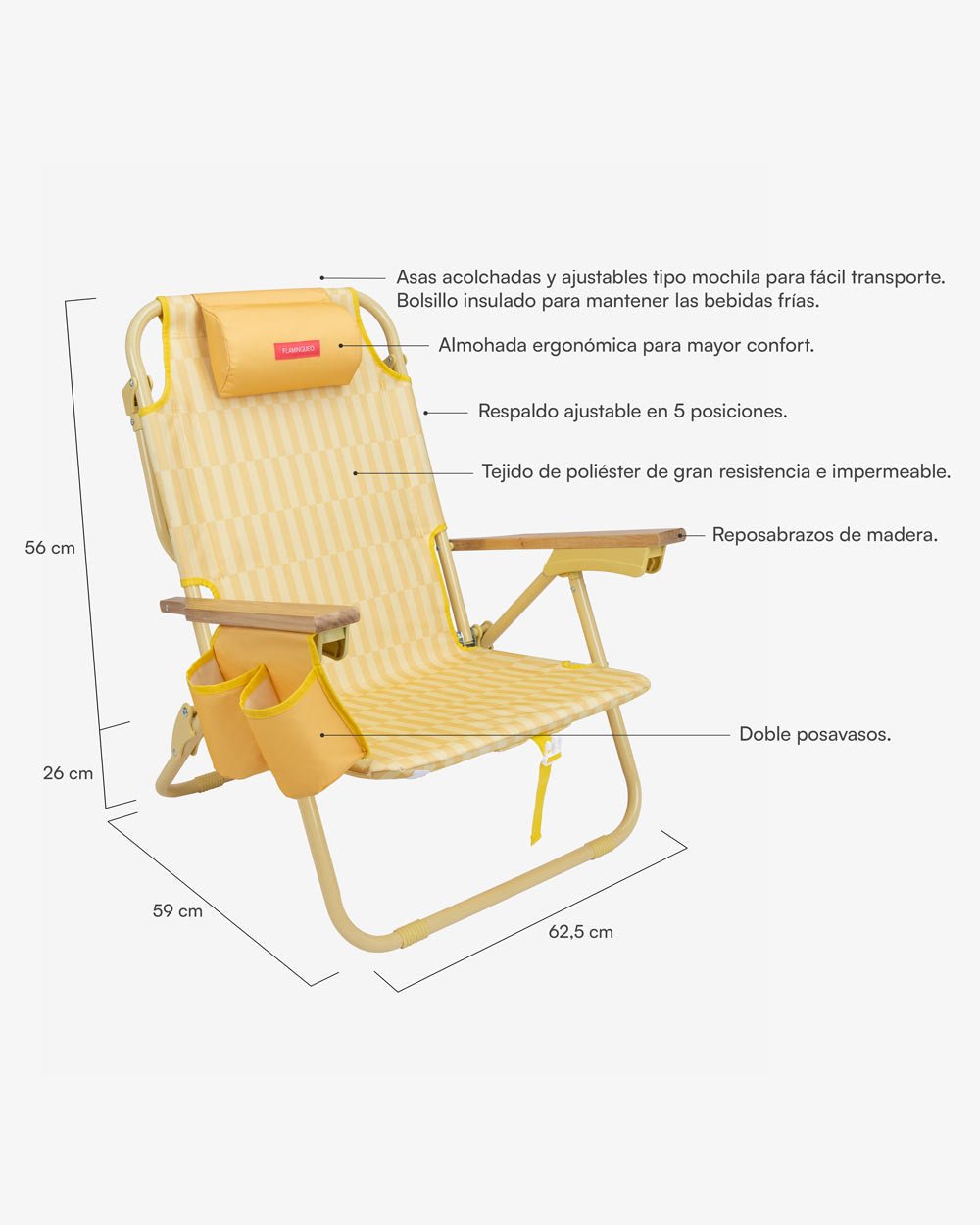 Silla plegable playa amarilla - ODIN - Flamingueo