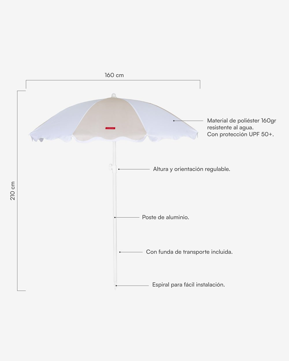 Sombrilla exterior beige - DANIA - Flamingueo