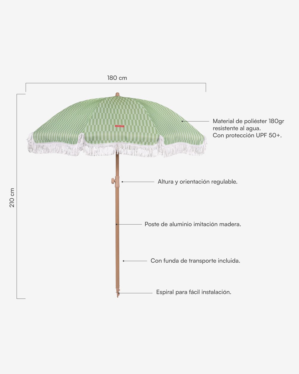 Sombrilla exterior verde - CARAMEL - Flamingueo