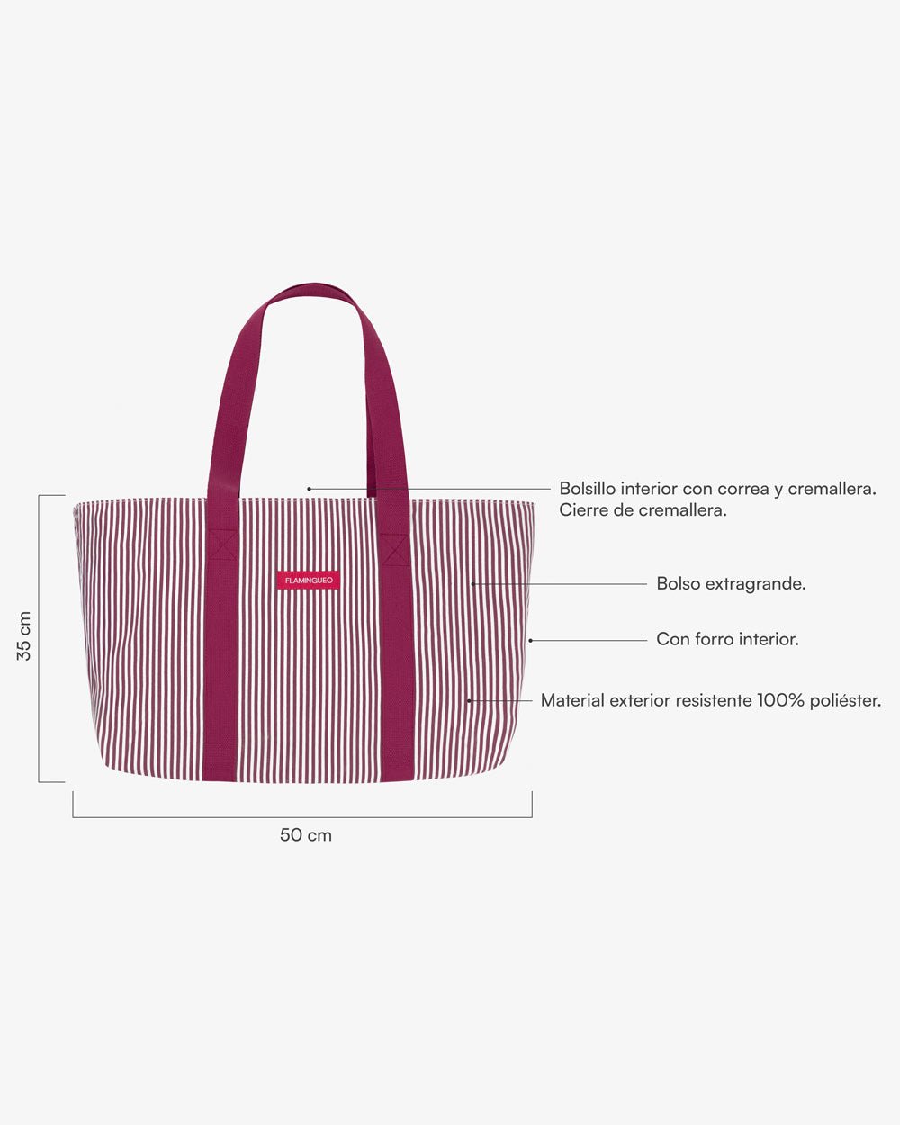 Tote bag burdeos - BRUNY - Flamingueo