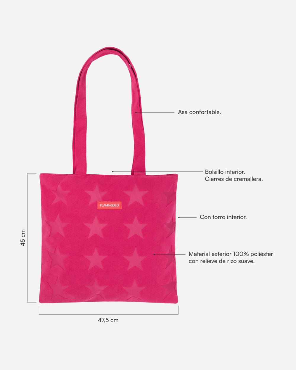 Tote bag fucsia - GRETA - Flamingueo