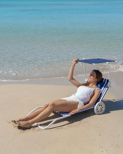Hamaca de playa con ruedas y parasol – FREYA