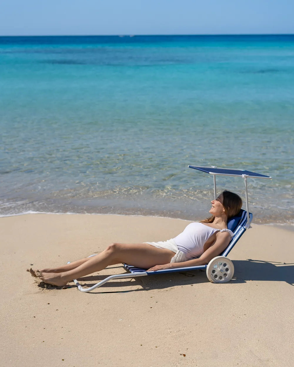 Hamaca de playa con ruedas y parasol – FREYA