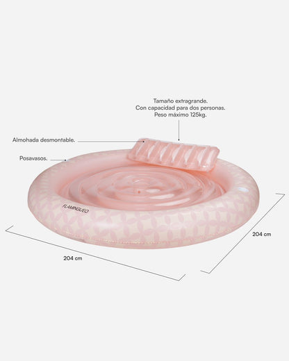 Flotador tanning pool redonda rosa - LUNA - Flamingueo