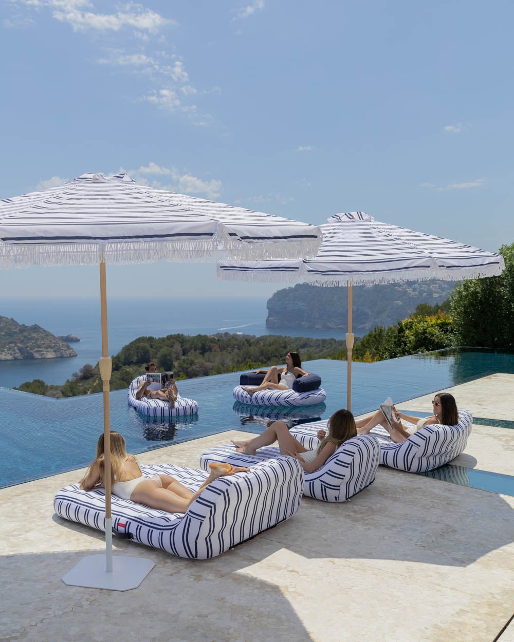 Flotador tumbona doble azul - MÓNACO - Flamingueo