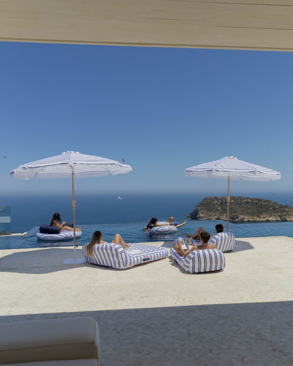 Flotador tumbona doble azul - MÓNACO - Flamingueo