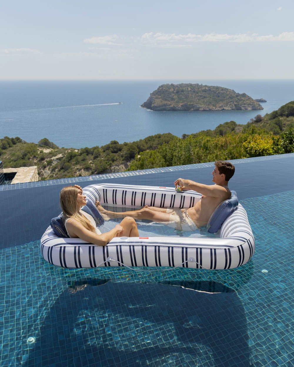 Flotador tumbona rejilla azul - MALTA - Flamingueo