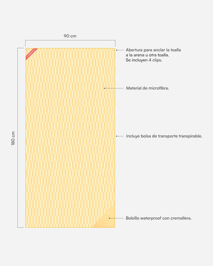 Toalla playa amarilla - HONEY - Flamingueo