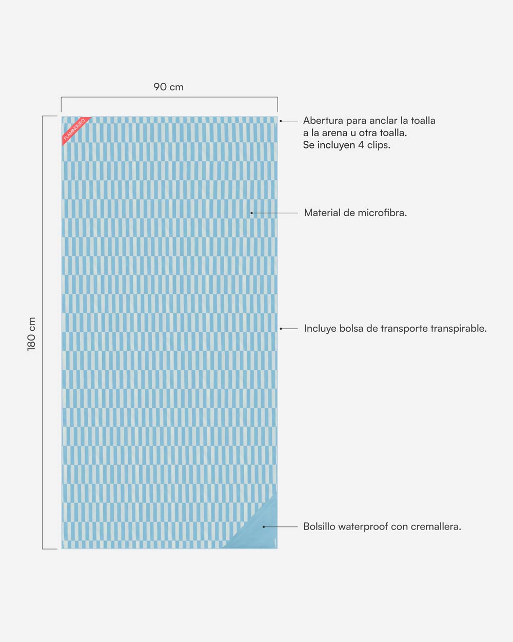 Toalla playa azul - HONEY - Flamingueo