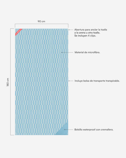 Toalla playa azul - HONEY - Flamingueo