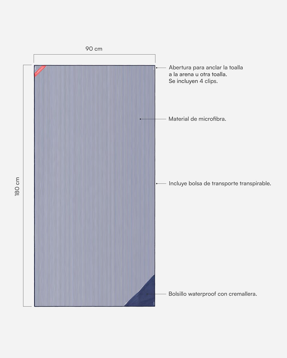 Toalla playa azul - PIPA - Flamingueo