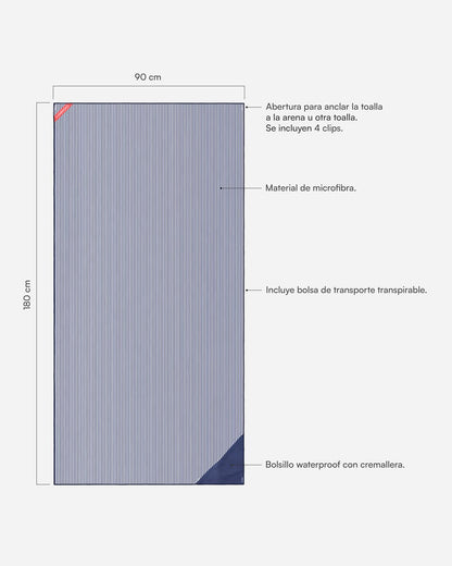 Toalla playa azul - PIPA - Flamingueo