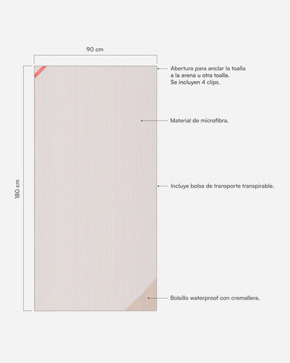 Toalla playa beige - PIPA - Flamingueo