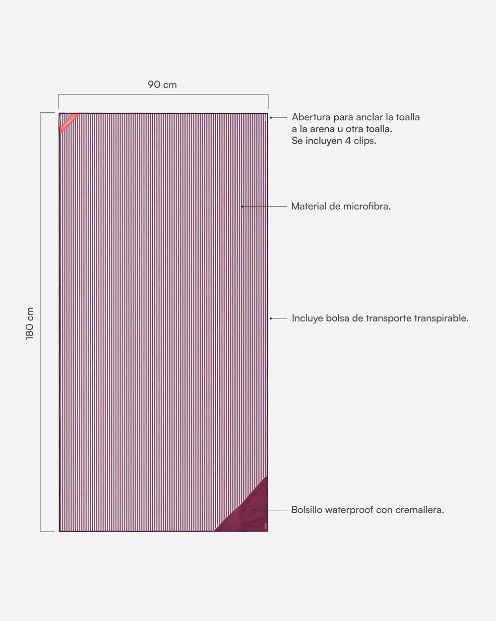 Toalla playa burdeos - PIPA - Flamingueo