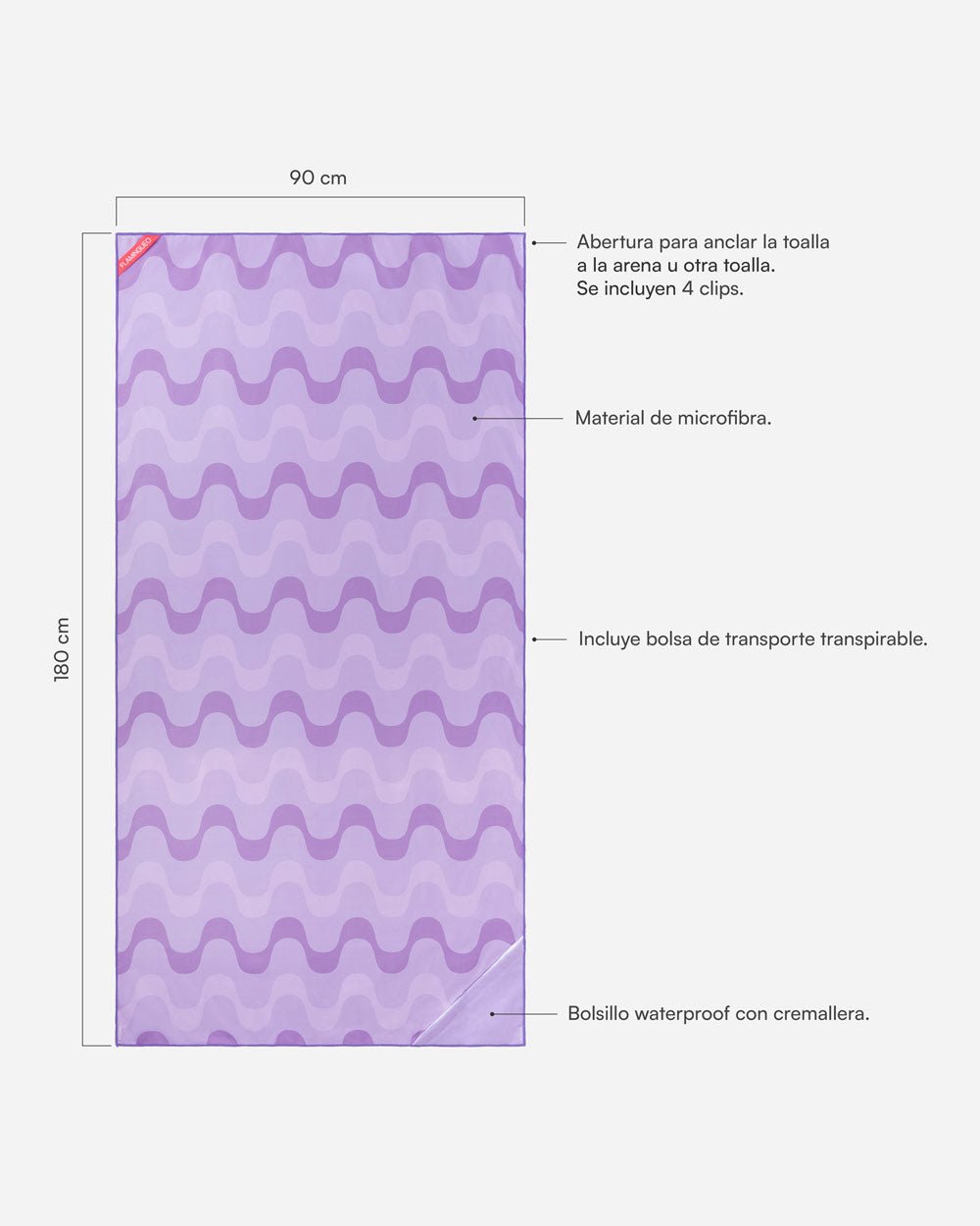 Toalla playa morada - AYLA - Flamingueo