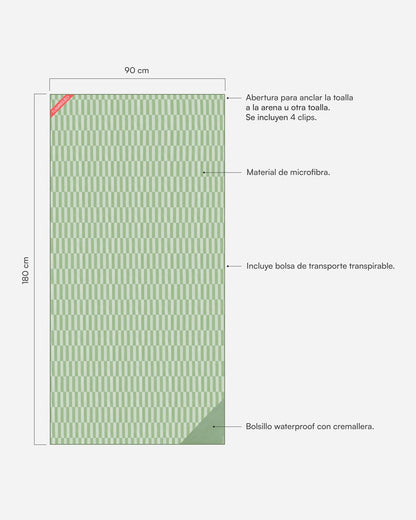 Toalla playa verde - HONEY - Flamingueo